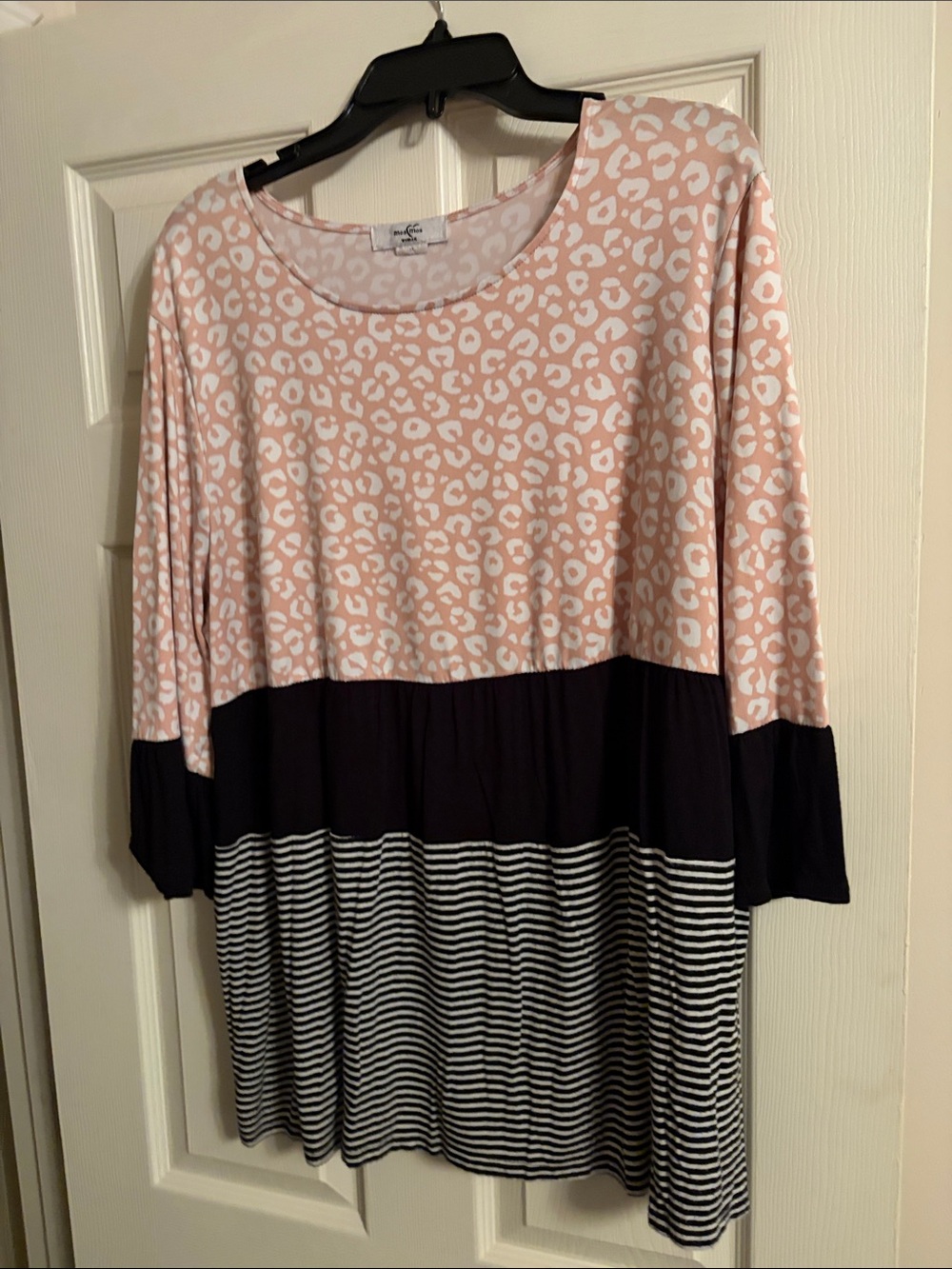 Moa Moa Pink Leopard Print & Black Striped Tunic